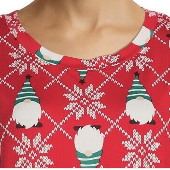 Women's Winter Print Sleep Shirt Red - Picture 4 of 4